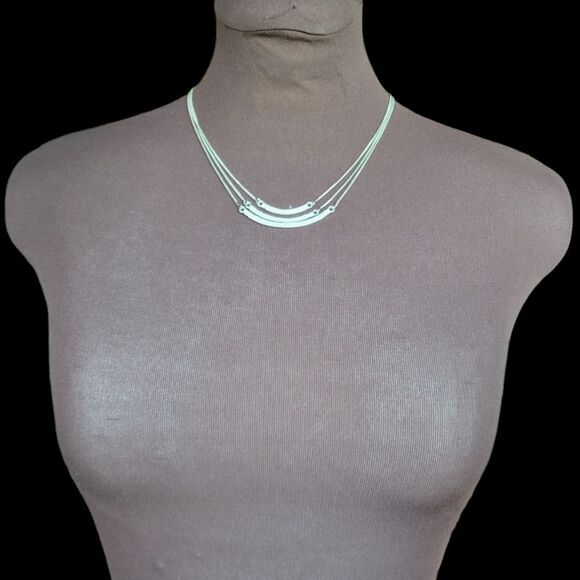 Triple layer silver and white crystal necklace - Picture 1 of 2